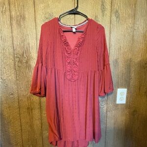Knox Rose Burgundy Lace Trim Top